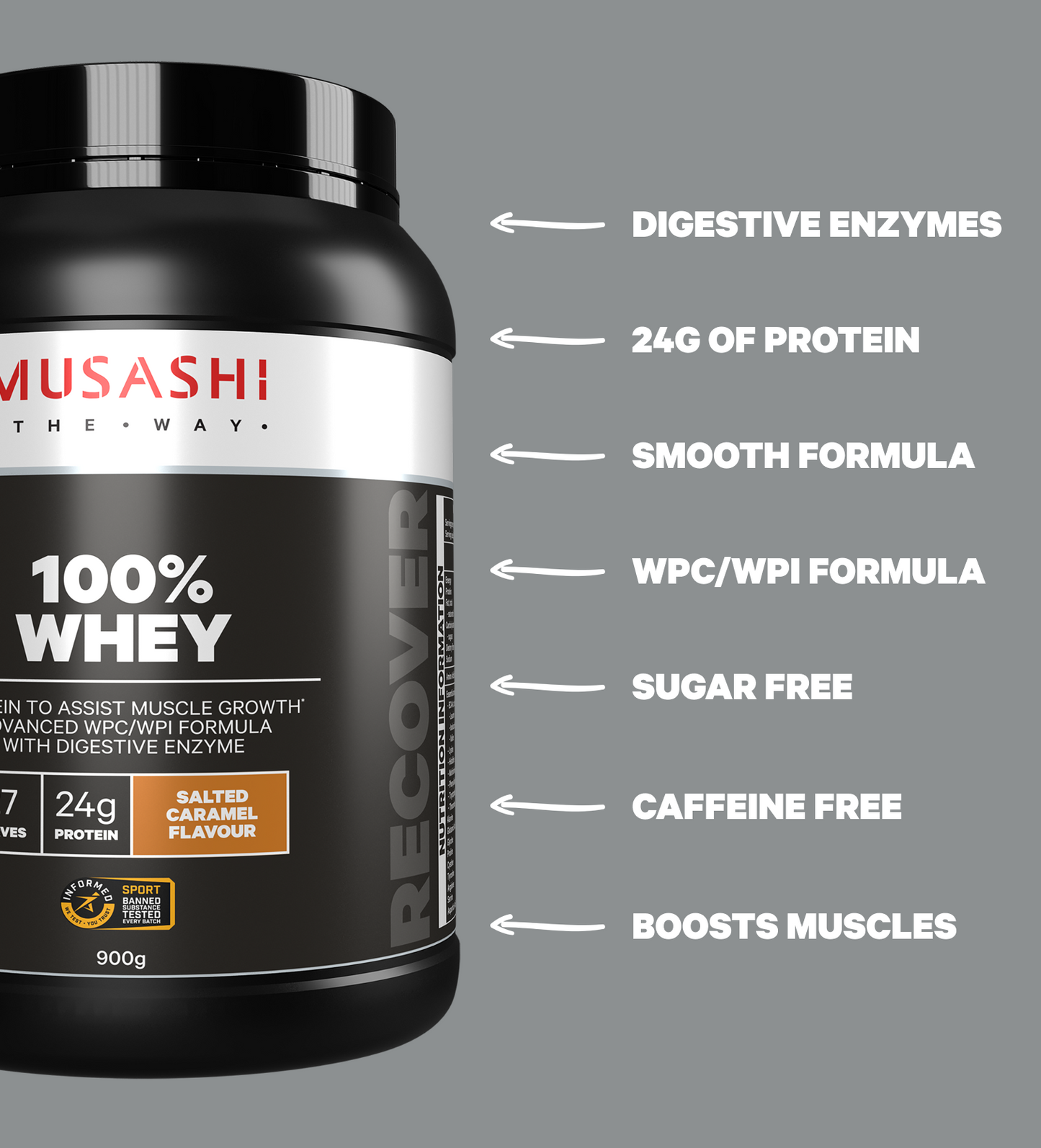 Musashi 100% Whey Protein Powder Caramel