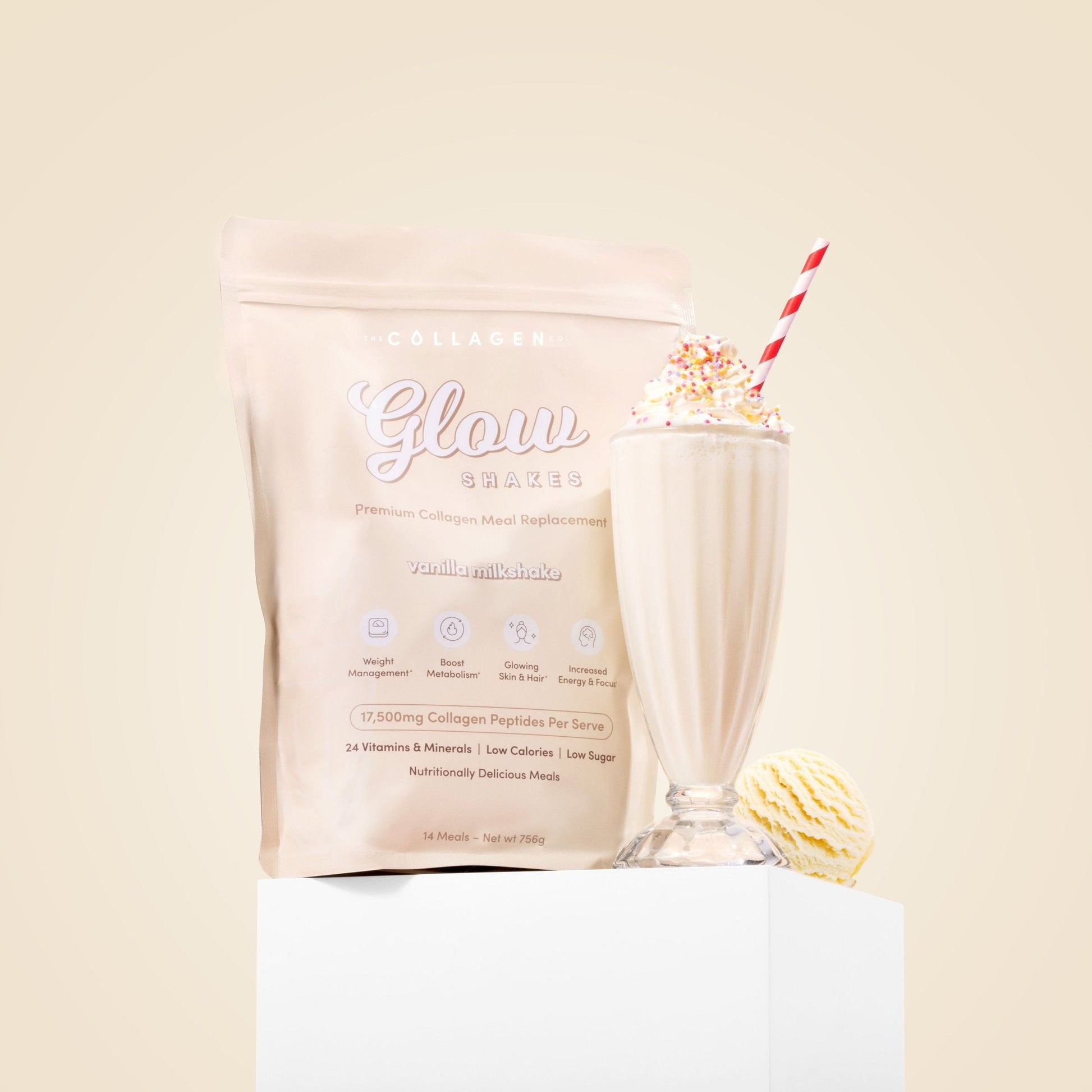 Vanilla Milkshake Collagen Meal Replacement - 756g - The Collagen Co.